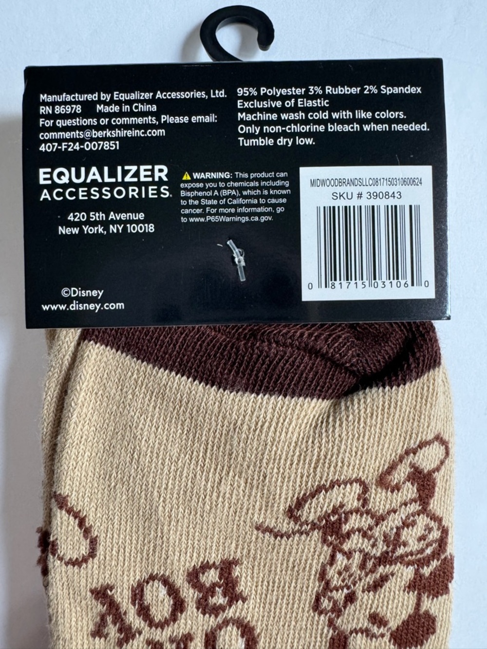 Disney Mickey Mouse Tan Brown Oh Boy Novelty Crew Socks 9-13 NWT - Picture 4 of 8